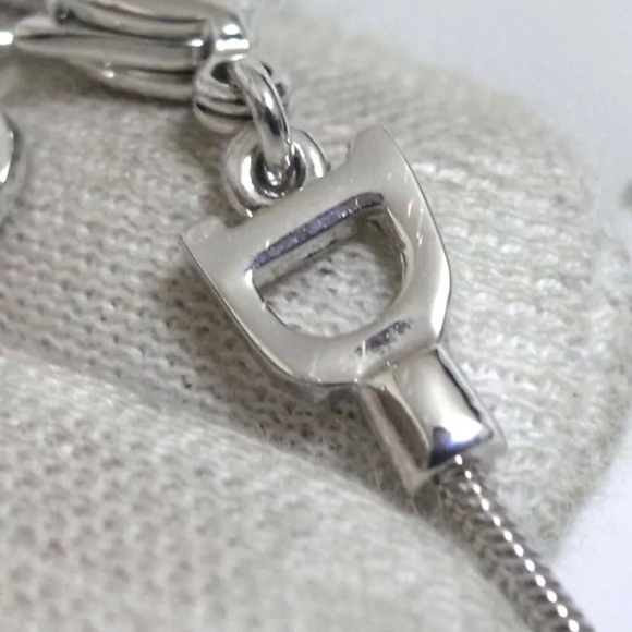 CHRISTIAN DIOR Green Heart Logo CD Silver Bracelet - Picture 7 of 12